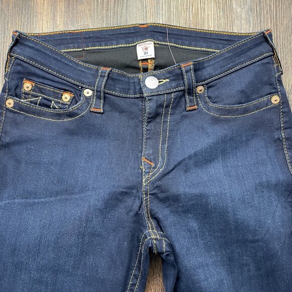 True Religion Women’s Skinny Low Rise Orange Stitch Stretch Jeans 31 - Picture 3 of 11